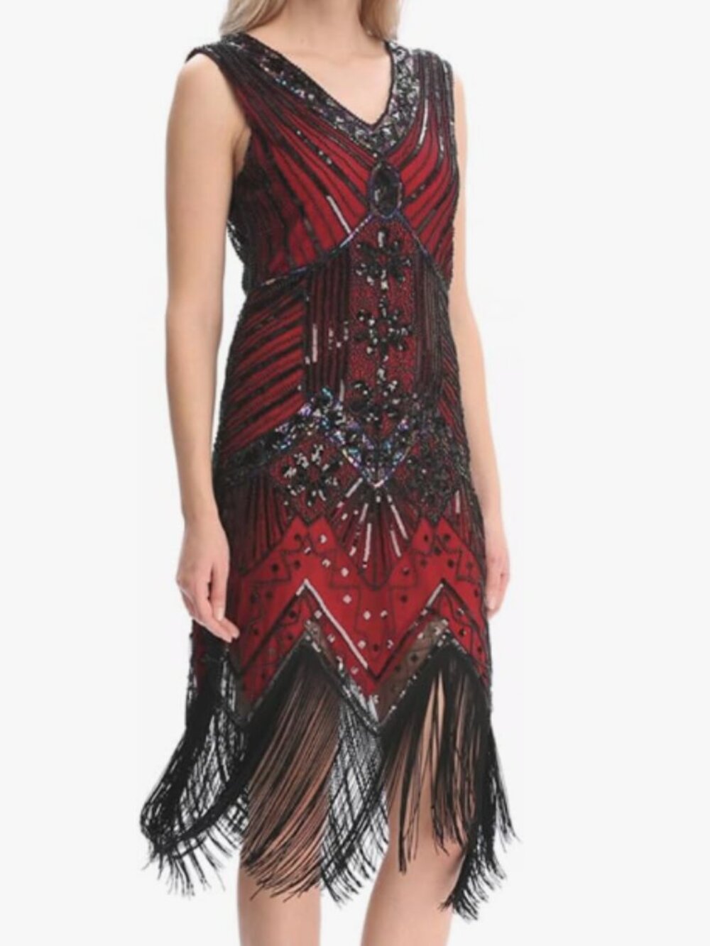 Women's Flapper Dress Three Piece Set 20's dress,gloves, headpiece